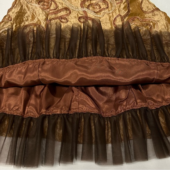 Vntg Jessica McClintock Strapless Formal Dress Size 10 Ruffle Metallic 3D Fairy - Picture 6 of 12